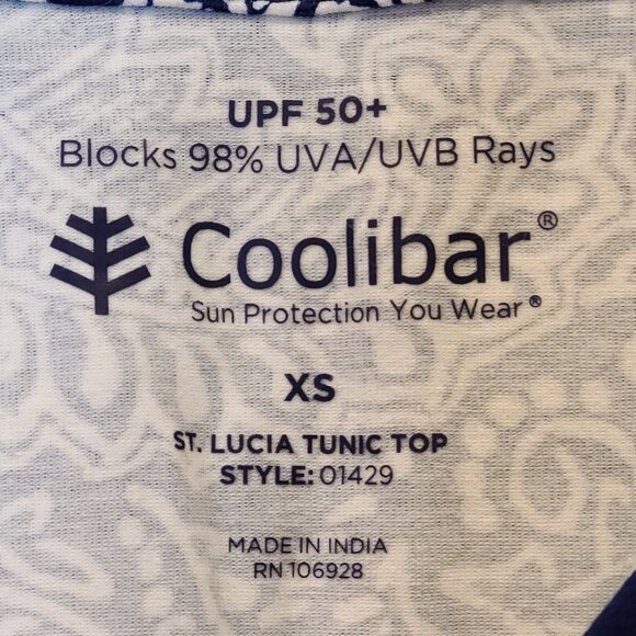 Coolibar St Lucia Tunic Top Blue Paisley Shirt Coverup Womens Extra Small NWT - Picture 4 of 8